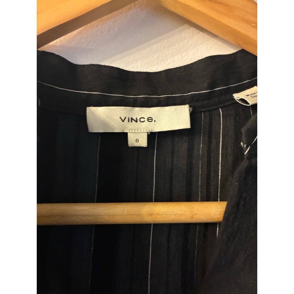 VINCE x Revolve Drapey Stripe Tiered Midi Dress | Black Pinstripe Minimialist 0 - Picture 4 of 11